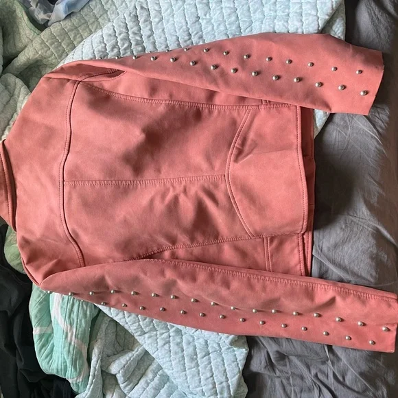 BB Dakota pink studded silver moto jacket medium - Picture 4 of 8